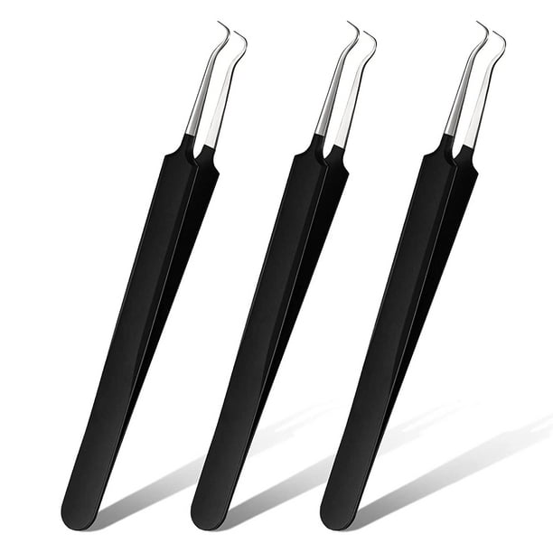 3 Piezas Pinzas para Espinillas Acné Manchas Herramienta Extractora de Manchas de Acero Inoxidable para Quitar Espinillas Acné Espinillas Espinillas Curvas Pinzas Curvas Piel Herramientas para Quitar
