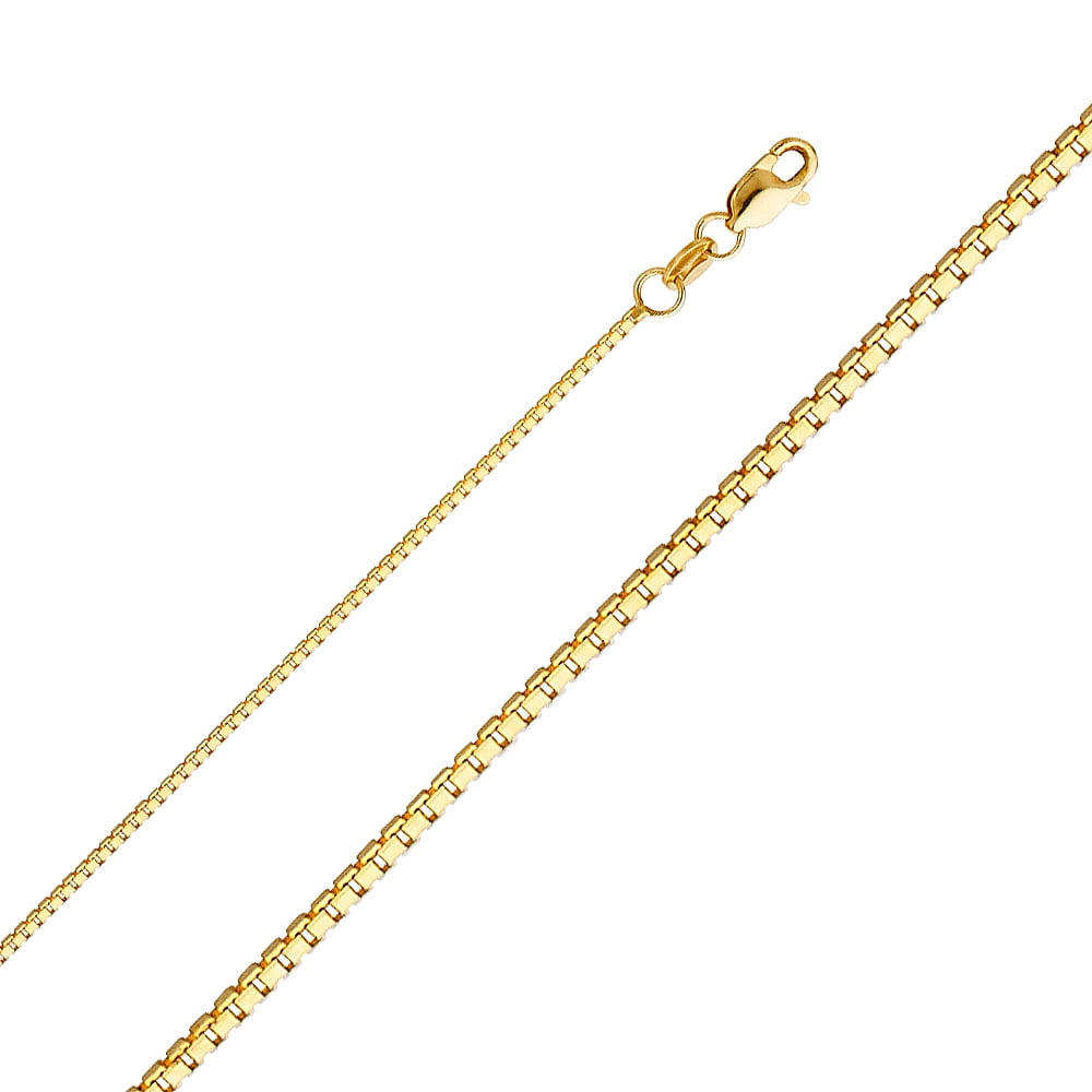 Jewel Tie 14k Yellow Gold 1 mm Diamond-Cut Cable Chain Necklace with Secure Lobster Lock Clasp