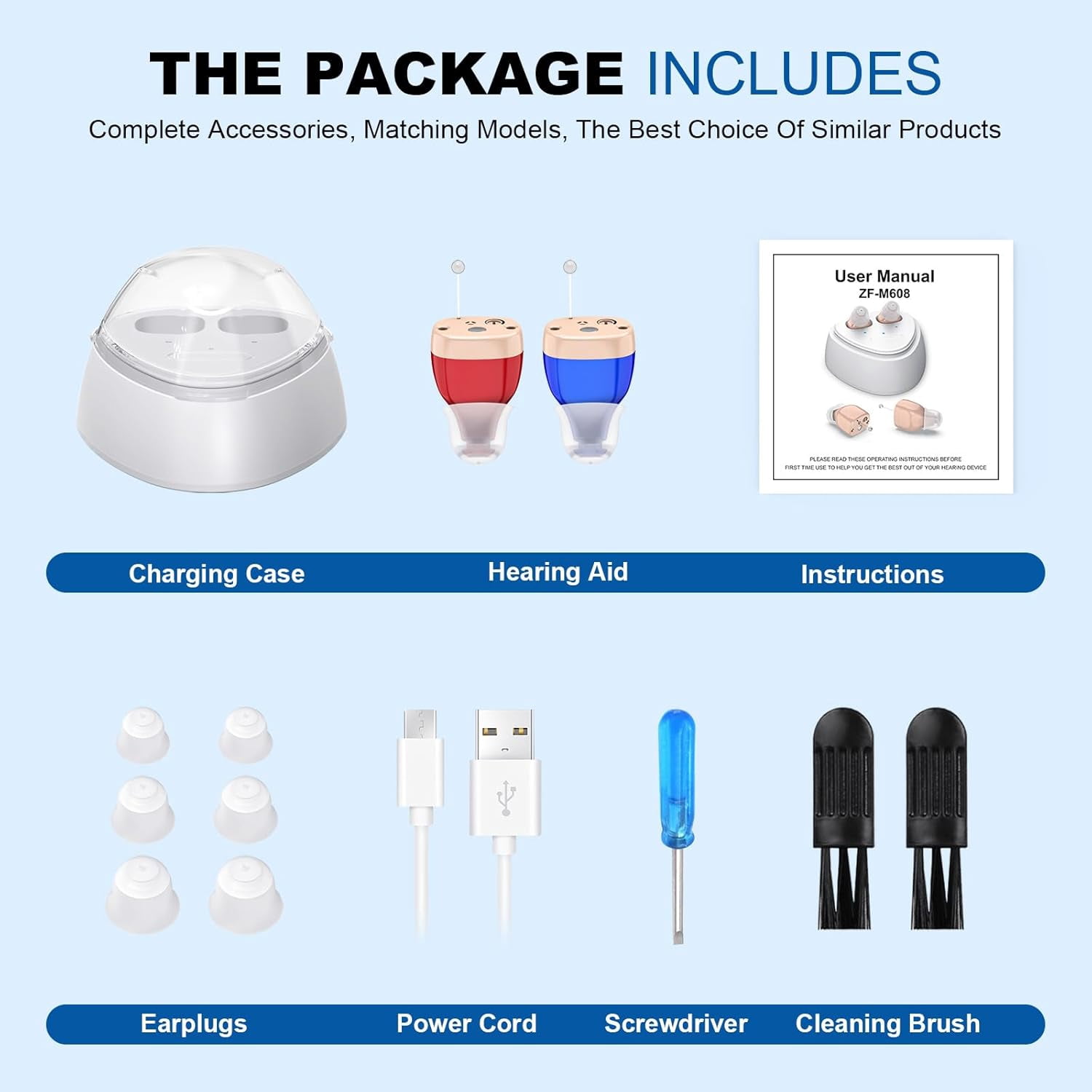 Rechargeable Hearing Aids For Seniors With Noise Canceling,Hearing Amplifier For Adults,Digital In Ear Hearing Aids, Hearing Assist Devices With Volume Control Magnetic Contact Charging Box,Blue&Red