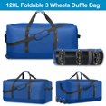 thumbnail image 3 of Bolsa de viaje Finnhomy plegable de 120 litros con 3 ruedas, 82 x 36 x 40 cm, 3 of 7
