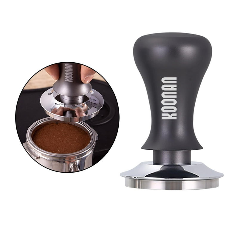 Calibrated Espresso Tamper, Coffee Tamper with Spring Aluminum Handle  Stainless Steel Flat Base, Professional Espresso Hand Tamper , 51MM Black  51mm