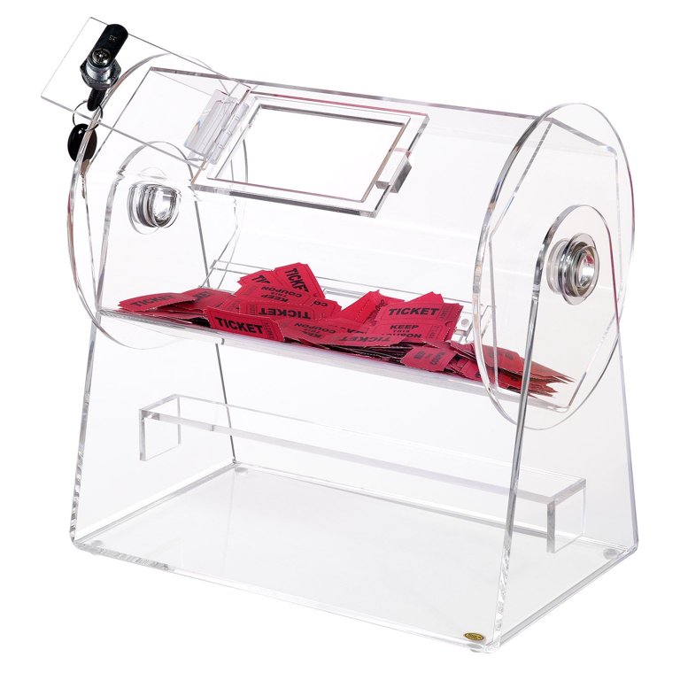 Mophorn Acrylic Raffle Drum, Holds 2500 Tickets Or 100 Raffle Balls, Professional Raffle Ticket Spinning Cage With 2 Keys, Transparent Lottery Spinning Drawing Raffle Ticket Box For Lottery Games Bin 85623687