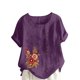 thumbnail image 1 of Camisetas de Manga Corta para las Mujeres Impreso Botón de Manga Corta Camiseta Blusa Poliéster, Ropa Casual Mirar Superior para las Mujeres, 1 of 4