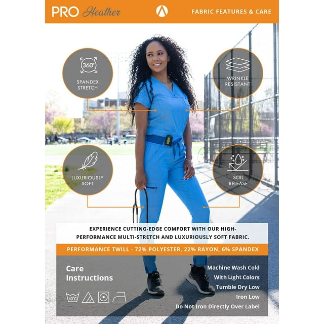 Adar Pro Heather Modern Athletic Scrub Set For Women - Modern V-Neck Scrub Top & Yoga Jogger Scrub Pants