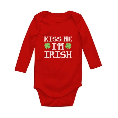 

Tstars Boys Unisex Kiss Me I m Irish Cute Outfit Gift for St Patricks Day Beautiful Shirts Gift for Boys Irish Shirt Pride Proud Irish Infant Baby Long Sleeve Bodysuit