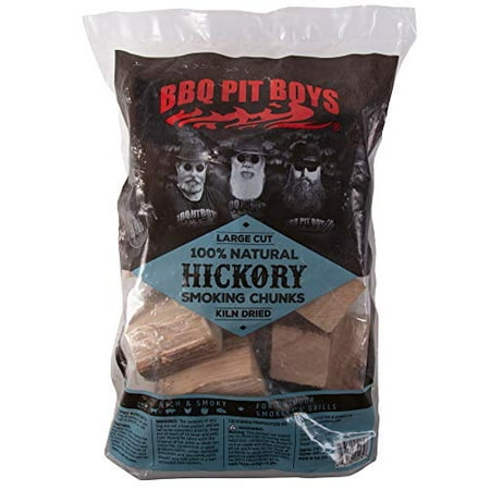 BBQ Pit Boys Smoking Wood Chunks (Hickory)- Kiln Dried BBQ Large Cut Chips- All Natural Barbecue Smoker Chunks- 10 Pound
