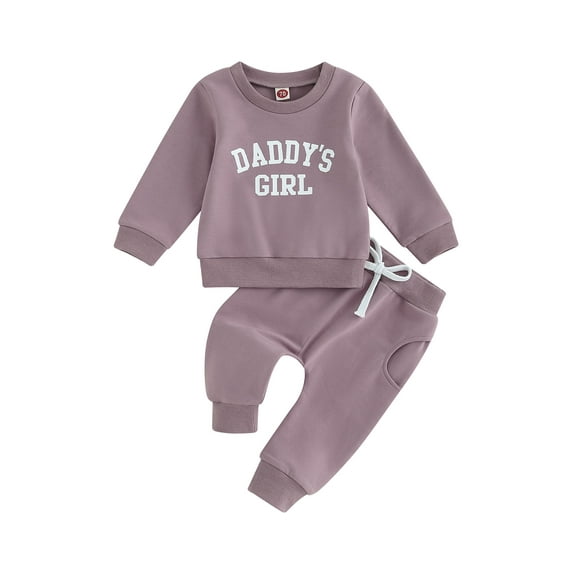 Hirigin Toddler Baby Girl Fall Winter Outfit Daddys Girls Long Sleeve Sweatshirt Tops and Sweatpants 3 12 18 Months 2T 3T Casual Clothes Set