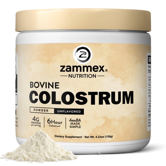 Zammex Bovine Colostrum Powder, Grass-Fed High IgG Colostrum Supplement Support Gut Health & Immune, Unflavored 30 Servings