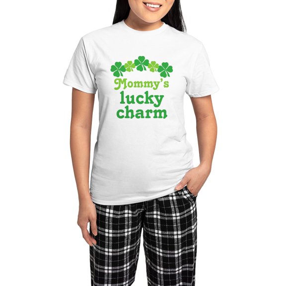 CafePress - Irish Mommy's Lucky Charm Women's Light Pajamas - Women's Short Sleeve Print T-Shirt and Pants Light Cotton Pajama Set