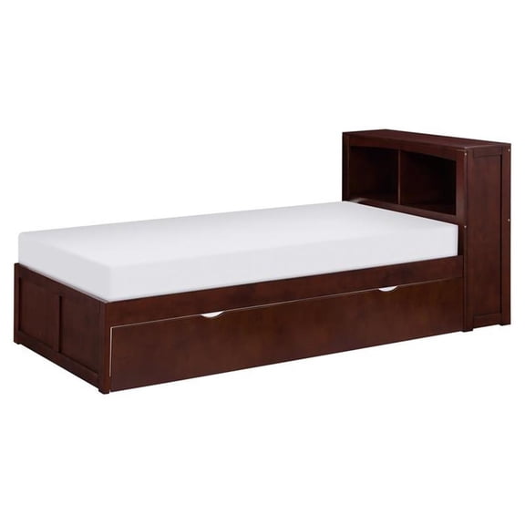Lexicon Rowe Wood Twin Bookcase Bed with Twin Trundle in Dark Cherry