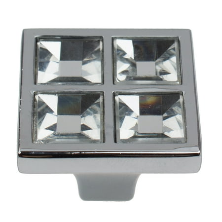 GlideRite 1 in. Square Crystal Cabinet Knobs with Polished Chrome Base, Pack of 10