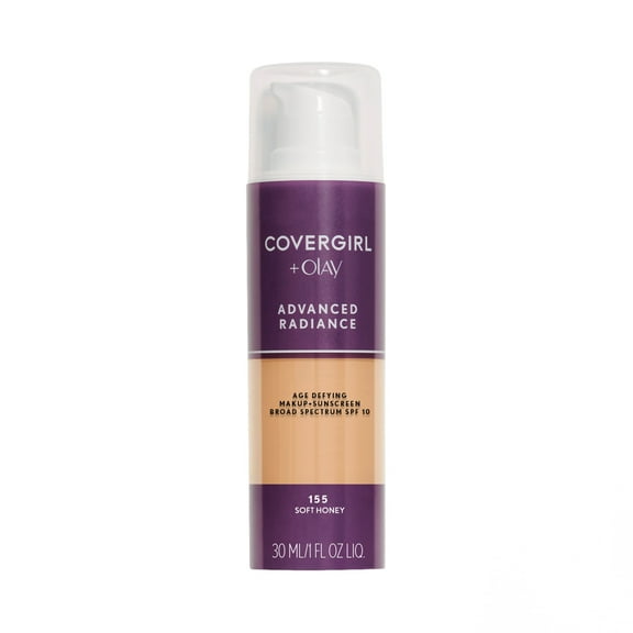 COVERGIRL Advanced Radiance Age-Defying Liquid Foundation, 155 Soft Honey, 1 fl oz, Anti-Aging