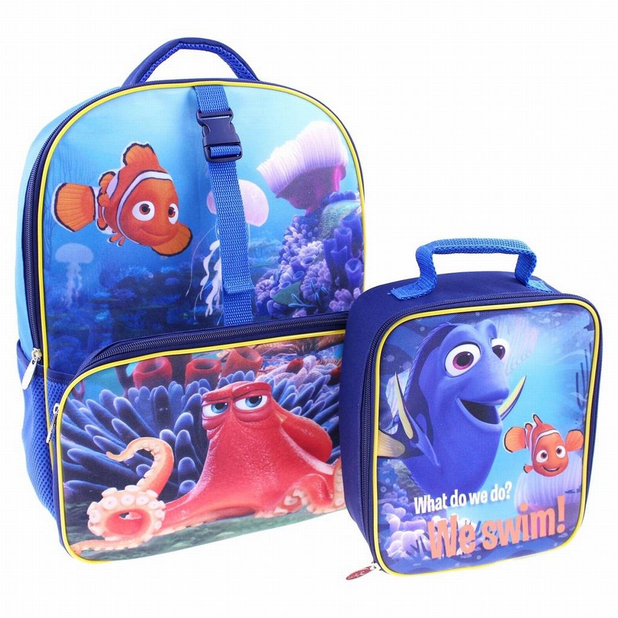 Disney 16" Finding Dory Kids Backpack with Lunch Kit Blue Travel