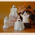 thumbnail image 3 of 1PC Halloween Ghost Shaped Wax Halloween Candles Halloween Candles Handmade Pattern Fragrant Candle Desktop Figurine Halloween Decoration For Home Decor White, 3 of 8