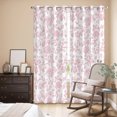 thumbnail image 3 of Pink Flower Window Curtains Panels with Silver Grommet, Vintage Farmhouse Boho Leaf Spring Solid Kitchen Cafe Curtain Draperies Window Treatment Set for Living Room/Bedroom/Laundry/Bathroom, 84x84, 3 of 9