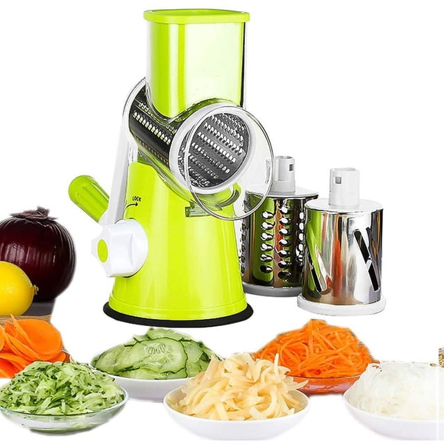 Cortador de verduras manual multifunción con 3 cuchillas cilíndricas de acero inoxidable Rallador de zanahoria y queso Vhermosa WLJ-1146