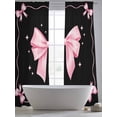 thumbnail image 5 of Valentine's Day Sheer Curtains 84 Inch Length 2 Panels Set Window Treatments, Pink Bowknot Ribbon on Black Mother's Day Rod Pocket Semi Curtains for Living Room/Bedroom/Kitchen Décor, 104"W x 84"L, 5 of 7