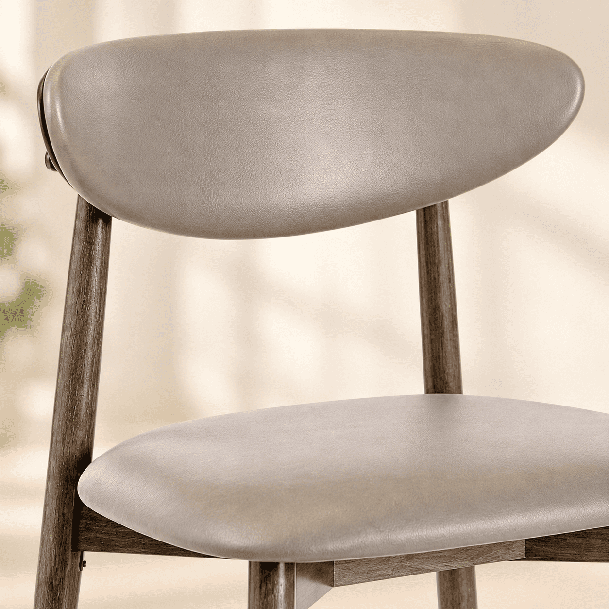 Furnibear Upholstered Dining Chairs Set of 2 with Curved Backrest and Rubber Wood Legs for Kitchen and Dining Room Modern Seating, Gray