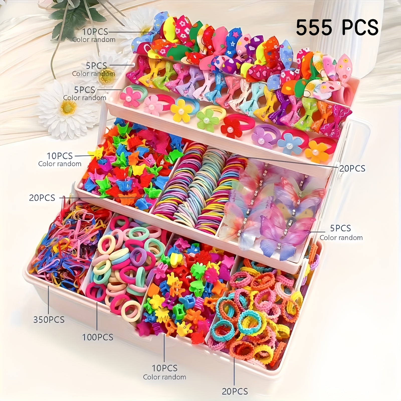 Children's hair clips, hair ties, hair accessories set box, elastic hair accessories set