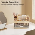 thumbnail image 6 of Soda Candy Makeup Organizer for Vanity with 2 Large Drawers & Brush Holder, Countertop Cosmetic Storage for Bathroom & Dresser, Multi-Purpose Organizer for Lipsticks, Perfumes, Eyeshadows, Skincare, 6 of 7