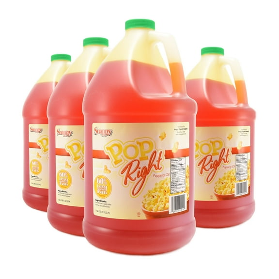 Snappy Pop Rite Popcorn Oil, Butter Flavored Popcorn Oil Blend of Coconut Oil, Corn Oil and Canola Oil, 1 Gallon, 4 Pack