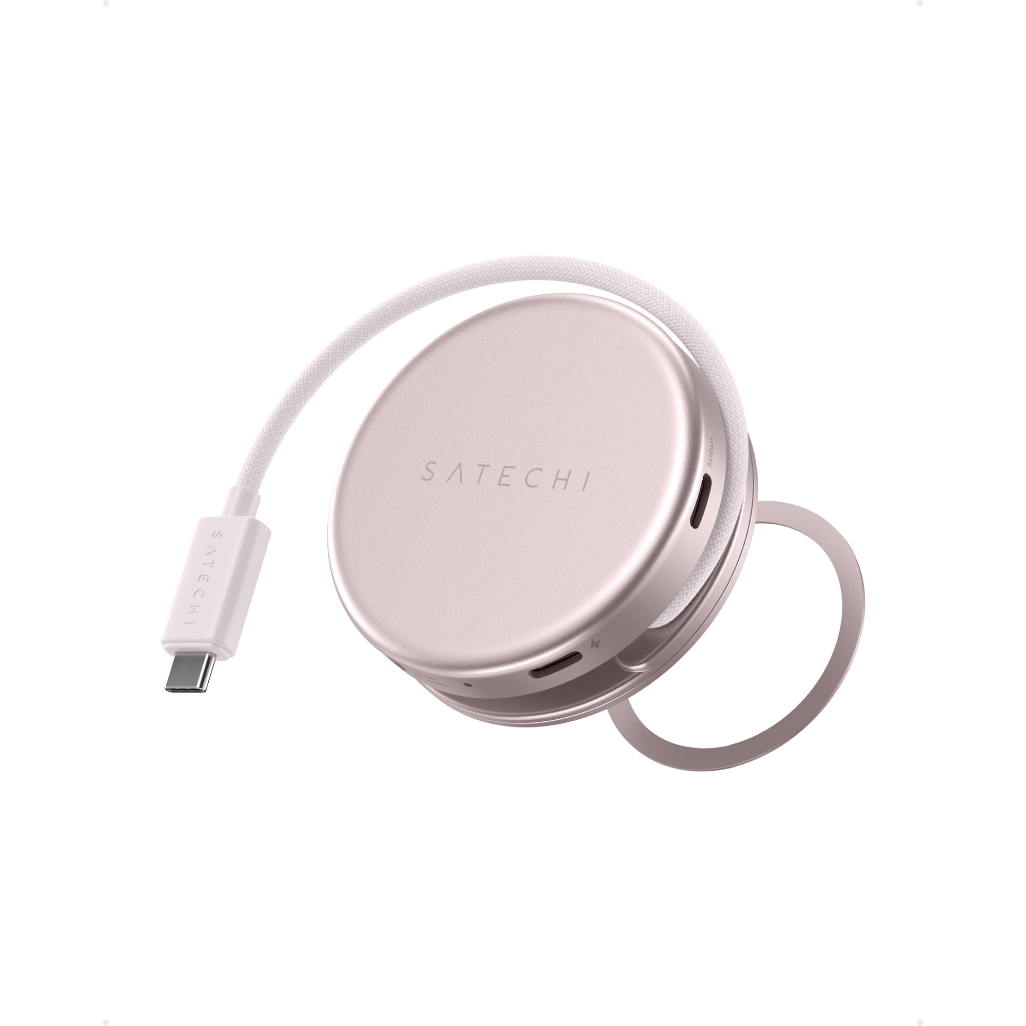 Satechi OntheGo 5-in-1 USB-C Hub, Multiport Adapter, 4K/60Hz HDMI, 60W PD Pass-Through Charging, SD Card Reader, USB-A & USB-C 5Gbps Data, Magnetic Mount for MacBook Neo/Air/Pro, iPad, Blush