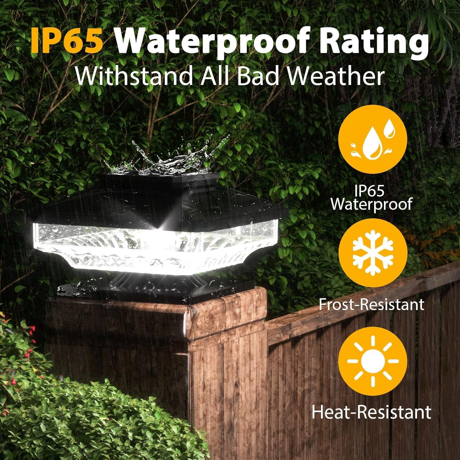 Solar Post Cap Lights, Bright White Solar Post Lights Outdoor Waterproof Fence Post Cap Lights, Outdoor Post Lights Solar Deck Lights for 4x4 5x5 6x6 Garden Decorative Wood Posts,6-PACK