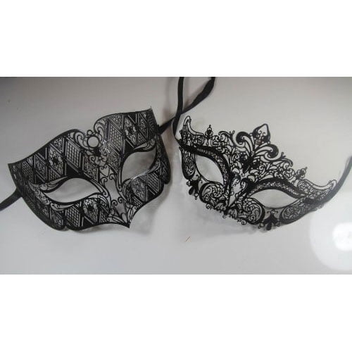 His And Hers Venetian Masquerade Mask Couple Set Black Walmart Com