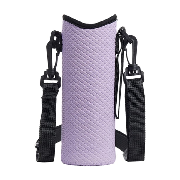 Bolsa portabotellas con funda protectora, accesorios para vasos, soporte para botellas agua para viajes, senderismo, camping, ciclismo y gimnasio. Morado claro
