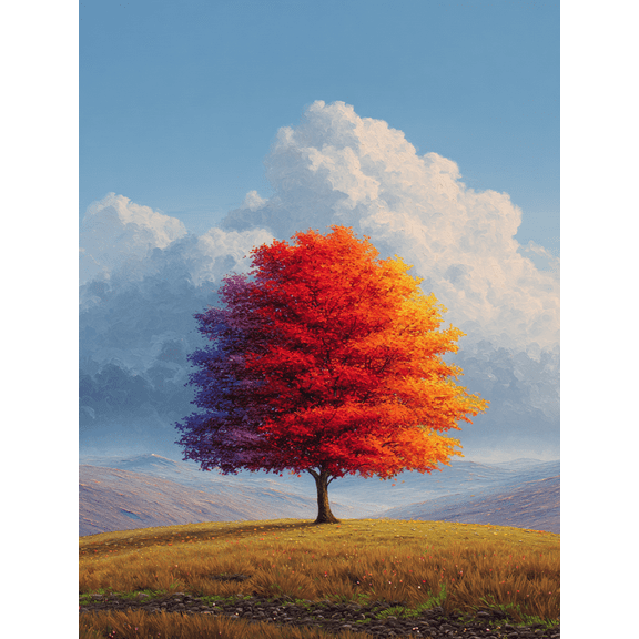 Colorful Autumn Tree Canvas Wall Art,Nature Decor for Living Room Bedroom Office Study