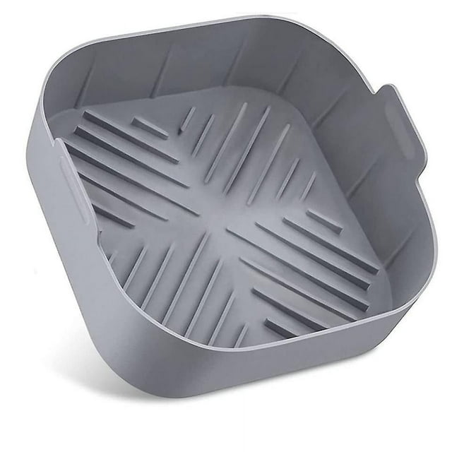 Revestimientos cuadrados de silicona para freidora de aire, 1 paquete de ollas de silicona reutilizables para freidoras de aire seguras para alimentos, accesorios para horno (8,2 pulgadas)