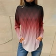 thumbnail image 2 of ManxiVoo Printed Turtleneck Long Sleeve Top for Women Loose Fit Cozy Lightweight Tee Winter Comfort Wear and Fall Fashion XXL Size Red, 2 of 5