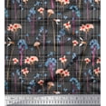thumbnail image 1 of Soimoi Modal Satin Fabric Floral & Check Printed Fabric 1 Yard 42 Inch Wide, 1 of 5