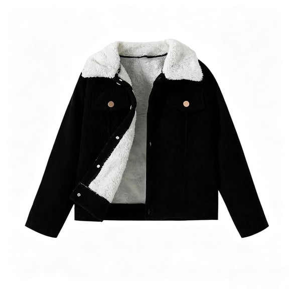 Gfyviroh Toddler Kids Boys Jacket Ribbed Corduroy Fleece Lined Coat Casual Winter Button Down Outerwear for Kids,Sizes 3-10 Years