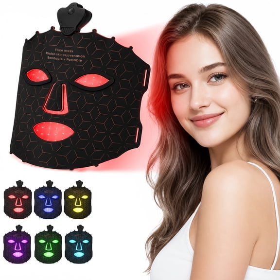 ULTREMA Red Light Therapy for Face, 7 Modes Led Face Mask Light Therapy with Remote, Portable Light Therapy Mask for Skin Care at Home, Travel (Black)
