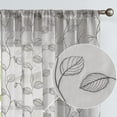thumbnail image 1 of Lazzzy Sheer Curtains Leaf Embroidered Farmhouse Window Treatments Set 2 Panels Light Filtering Voile for Living Room Bedroom Rod Pocket Drapes Grey W55" x L95", 1 of 14
