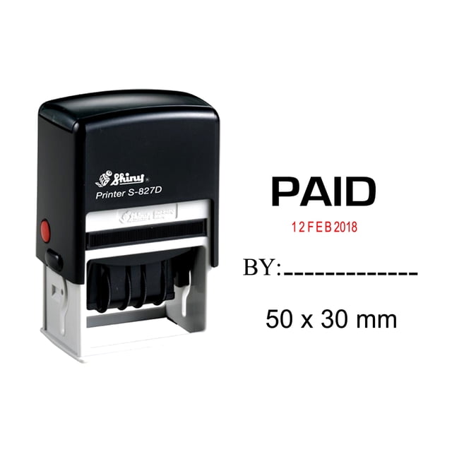 Shiny Date Stamp Self Inking With Paid By Text Ofiice Stationery Rubber Stamper S-827D