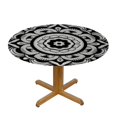 thumbnail image 3 of JEUXUS  Round Waterproof Tablecloth Spill Proof Datura Geometric Decorative Design Wipable Polyester Cloth Spring Summer Party Table Cover Abstract Gray White, 3 of 7