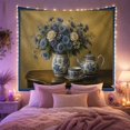 thumbnail image 2 of Blue Porcelain Vase with Roses and Teapot, Serene Vintage Style for Floral Decor Lovers, Still Life Wall Art, Housewarming Gift, Tapestry Wall Hanging for Dining Room and Kitchen, 2 of 7