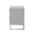thumbnail image 6 of Sibylla Light Grey Chrome Side Table - 2 Drawers, Glossy Handle, Stainless Steel Polished Base, 6 of 10