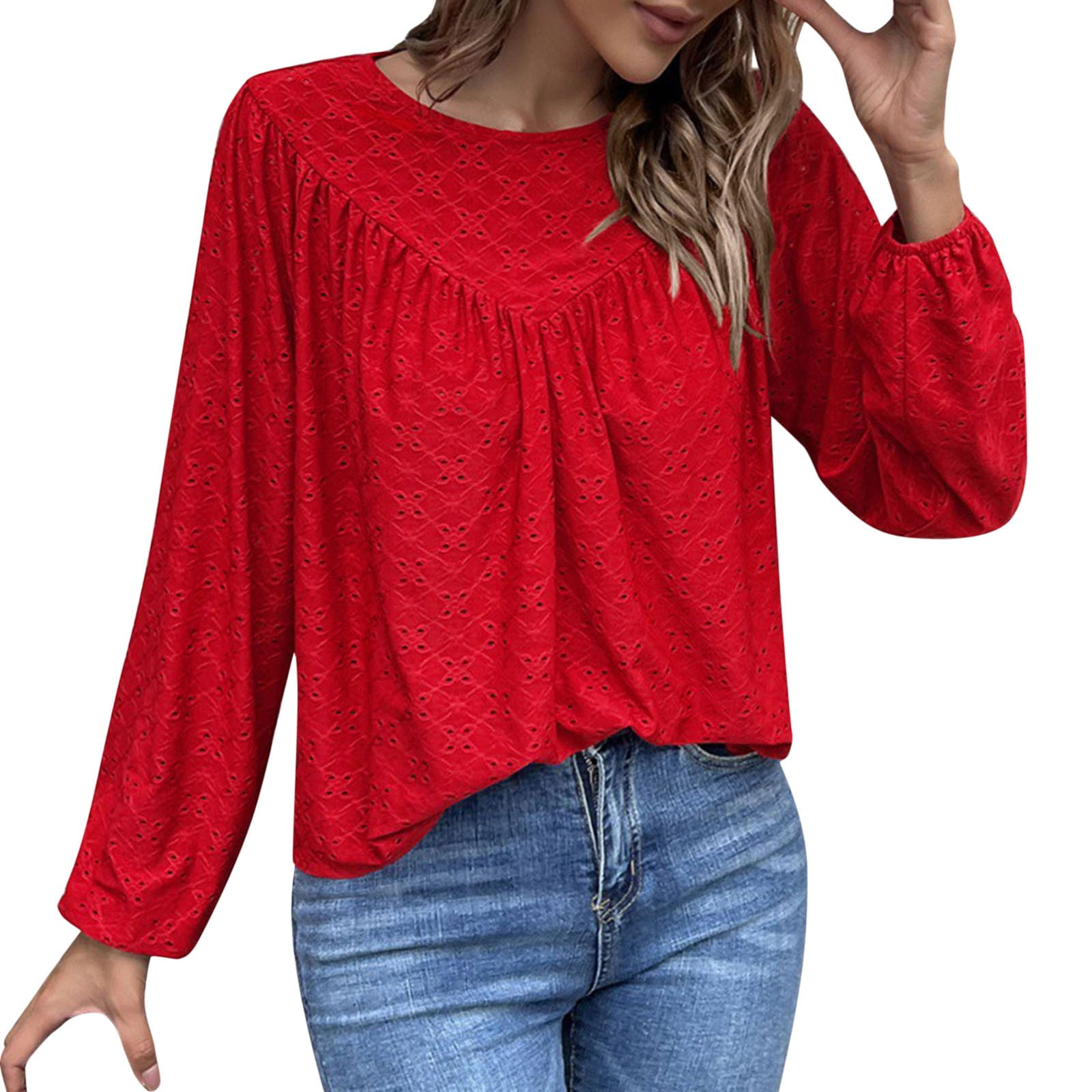 JDEFEG Sunblock Shirt Women Fashion Trend Solid Color Pleated Women Top
