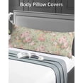 thumbnail image 5 of Pink Flowers Body Pillow Covers, Green Country Botanical Floral Leaves Soft Bed Throw Pillowcases Breathable Cooling Long Lumbar Body Pillow Sham Cover for Bed Sofa 20''x54'', 5 of 7