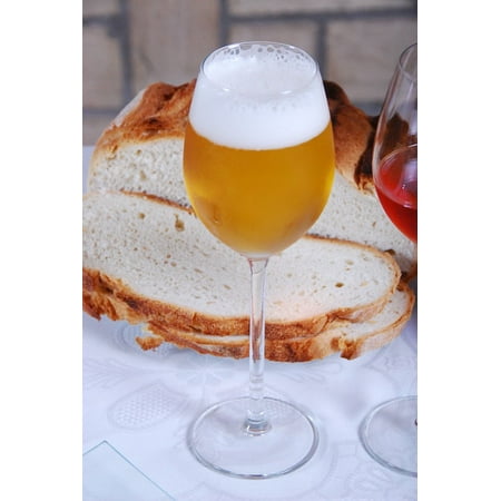 Canvas Print Drink Bread Beer Cup Table Stretched Canvas 10 x (Best Beer For Beer Bread)