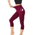 thumbnail image 2 of High Waisted Leggings for Women with Pockets Soft Active Tummy Control Pants for Yoga Running Daily Wear Gym Clothes Wine S, 2 of 7