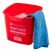 RW Clean 6 Qt Square Red Plastic Sanitizing Bucket - with Stainless Steel Handle - 8 1/2" x 8 1/2" x 7 1/4" - 10 count box - Restaurantware