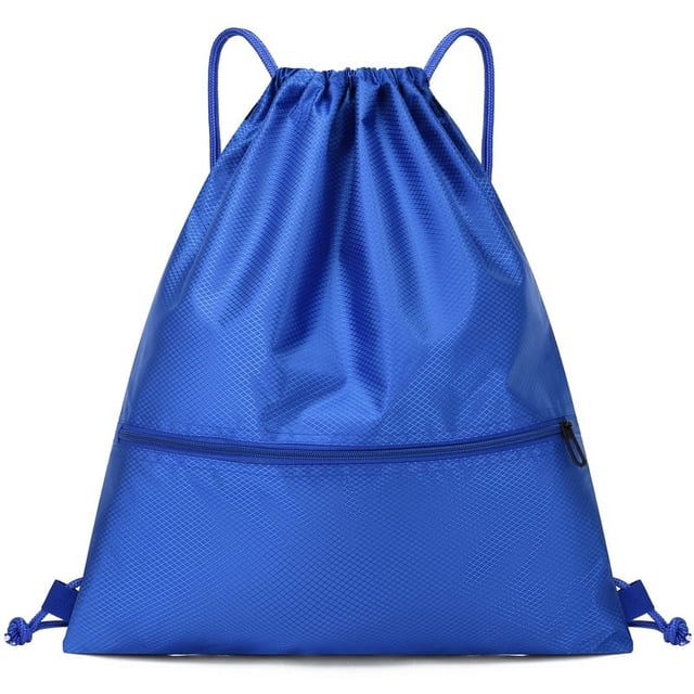 Mochila sencilla con bolsillo con cordón para hombre y mujer, mochila deportiva para fitness, bolsa de baloncesto ligera, bolsa de tela Oxford con cremallera