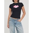 thumbnail image 4 of Argulvti Women T-shirt, Crew Neck Short Sleeve Flower Print Polyester Slim Fit Summer Tops for Casual Daily, 4 of 8