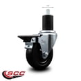 thumbnail image 2 of 4 Inch Soft Rubber Swivel 1-3/4 Inch Expanding Stem Caster with Brake SCC, 2 of 2