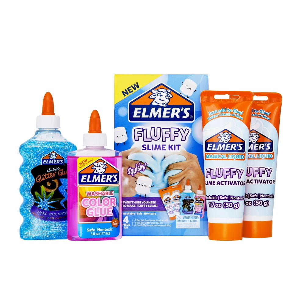Elmer’s Fluffy Slime Kit, Includes Elmer’s Translucent Color Glue, Elmer’s Glitter Glue, Elmer’s