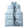 thumbnail image 2 of Mwjwdo Men's Thick Warm Vest Loose Fit Cotton Padded Sleeveless Jacket Solid Color Casual Winter Waistcoat Light Blue XXXXXL, 2 of 9